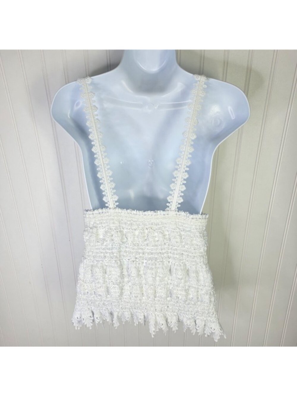 Boston Proper Camisole Top Womens Small White Lace Crochet Cottage Boho Festive - Picture 7 of 15